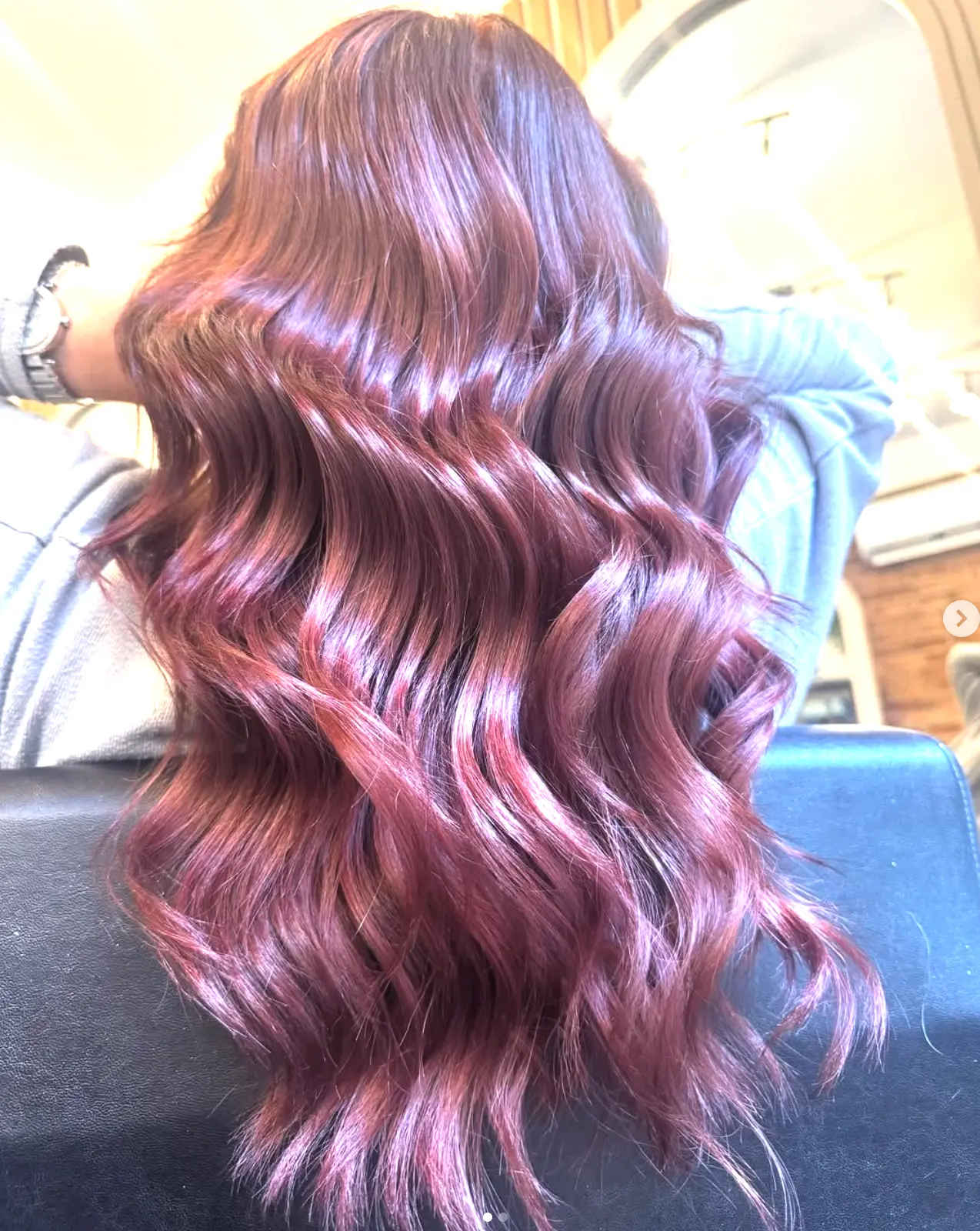 Rich glossy colour and waves by Grace and Hannah at Graceful Cuts